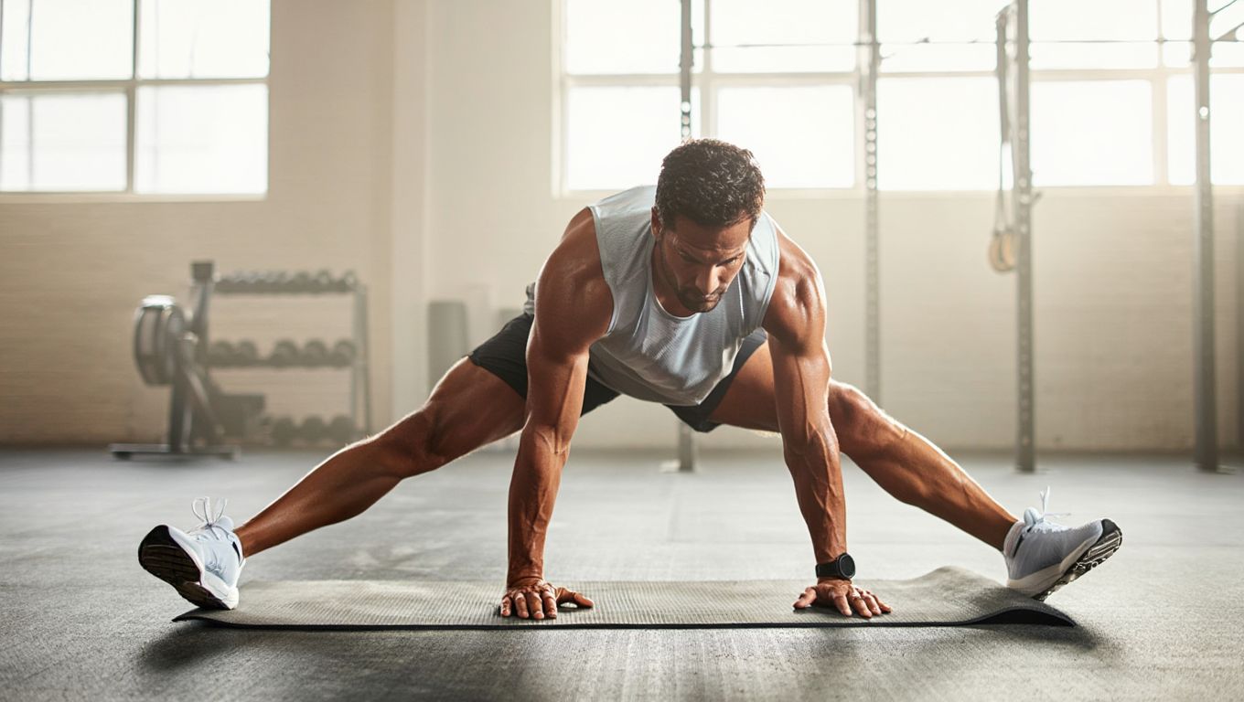 Coureur adulte en exercice de renforcement musculaire